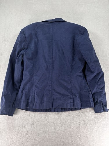 R.Q.T. Linen Blend Jacket Size 16 Blue Lined Snap Front Womens