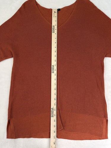 Talbots Large Top Sweater Short Sleeve Burnt Orange V Neck Womens