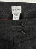 Chicos Size 2 Pants Womens 12 Straight Leg Dress Pants Charcoal Gray Pinstriped