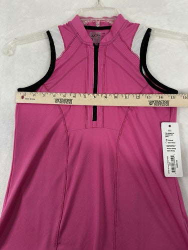 Lucky In Love XS Top Vaportex Pink 1/2 Zip Womens Sleeveless NWT