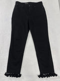Talbots Size 2 High Rise Straight Crop Jeans Black Tassle Hem Womens Jean