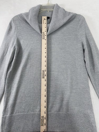 Talbots Medium Cowl Neck Sweater Turtleneck Gray Silver Metallic Top Womens