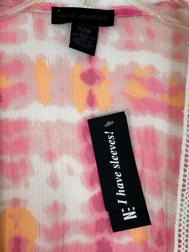 Steve Madden Swim Cover Up Swimsuit Robe Sleeves Lightweight Pink NWT