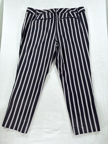 Worthington Petite Pants 12 Slim Ankle Blue Striped Lightweight Cotton Womens