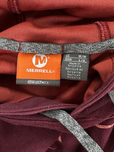 Merrell Hoodie Medium Burgundy Logo Pullover Top Shirt Women’s