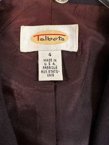 Vintage Talbots Size 4 Navy Blue Blazer Wool Blend 3 Button Lined Womens