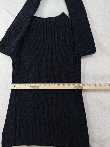 Talbots XS Sweater Navy Blue Thick Ribbed Cotton Mock Neck Womens