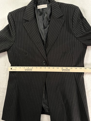 Portmans Australia Blazer US 10 AU 14 Pinstriped Black Womens Lined One Button