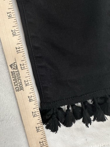 Talbots Size 2 High Rise Straight Crop Jeans Black Tassle Hem Womens Jean