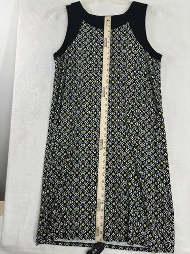 J Jill Medium Dress Sleeveless Wearever Collection Black Abstract Floral Print