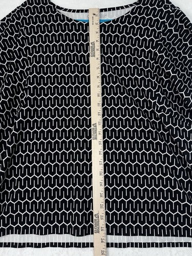 Chicos Size 3 Top XL Short Sleeve Black White Geometric Print Womens