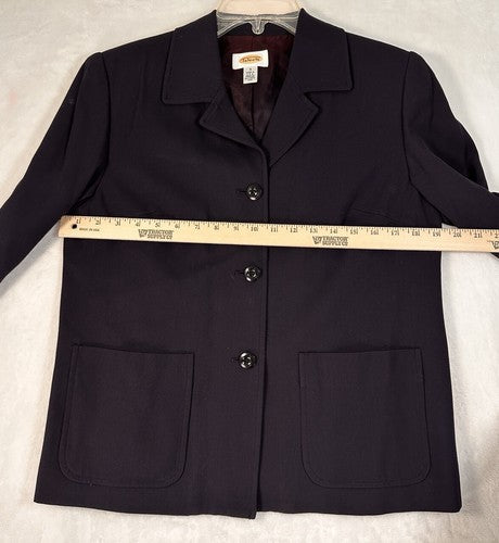 Vintage Talbots Size 4 Navy Blue Blazer Wool Blend 3 Button Lined Womens