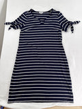 Westport Dress Medium Navy Blue Striped Jersey Knee Length Stretch Lightweight