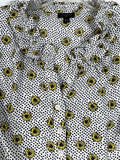 Talbots Top Medium Petite MP Sleeveless Shell Sunflower Print Ruffle Blouse