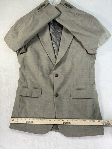 Lands End Blazer 40R Wool Brown Tan Houndstooth Jacket Mens