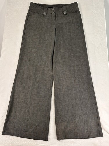Express Editor Size 4 Dress Pants Gray Windowpane Plaid Big Button Womens