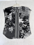 Talbots Top Size P Petite Black White Blouse Sleeveless Top Polyester Womens