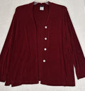 Citiknits 1X Cardigan Mother Pearl Buttons Burgundy Red Womens Plus Size Slinky