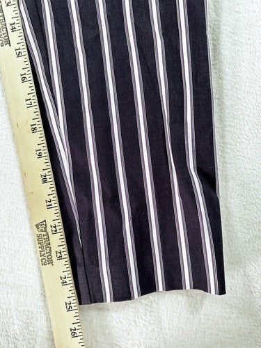 Worthington Petite Pants 12 Slim Ankle Blue Striped Lightweight Cotton Womens