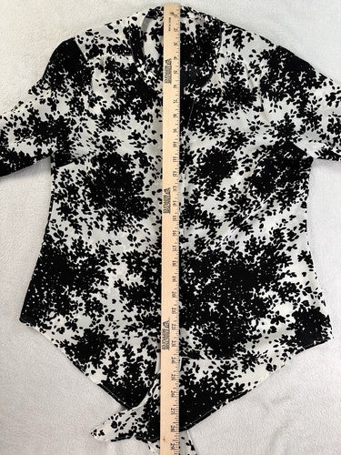 Talbots Top Small Petite Tie Hem Long Sleeve Floral Print Blouse Long Sleeve SP