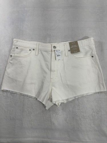 Madewell Relaxed Denim Shorts 33 White Cut Off Jean 3” Inseam Womens NWT