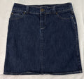 York & Company Denim Skirt Size 8 Dark Blue Jean Womens Pockets NEW