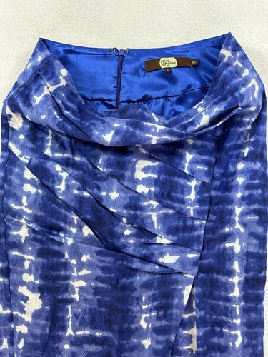 Eva Franco Anthropologie Skirt Size 6 Areca Blue Tie Dye Pencil Knee Length