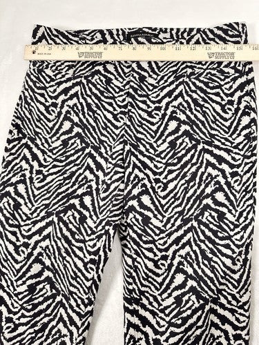 Banana Republic Sloan Pants 4S 4 Short Black White Zebra Stripe Womens