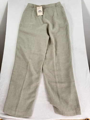 Vintage B Moss 90s Dress Pants 14 High Waist Pleated Tan Tags Made In USA Women