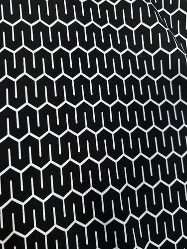 Chicos Size 3 Top XL Short Sleeve Black White Geometric Print Womens