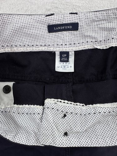 Lands End Skirt 12 Petite Navy Blue 100% Cotton Above The Knee Nautical Short