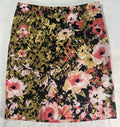 J Jill Skirt 2 Petite 2P Floral Print Short Pencil Cotton Stretch Pink Green