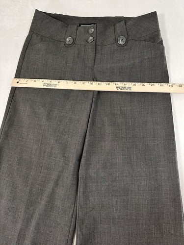 Express Editor Size 4 Dress Pants Gray Windowpane Plaid Big Button Womens
