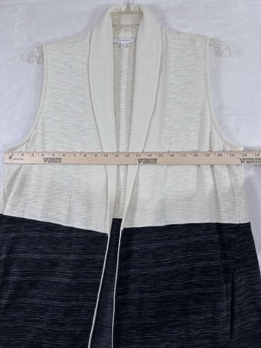 T By Talbots XL Colorblock Topper Vest Neutral Ivory Gray Womens
