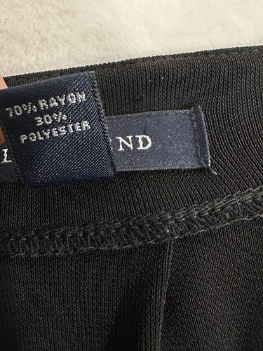 Lands End Dress Medium Black Midi Long Sleeve A-Line Pleated Neck Rayon Poly