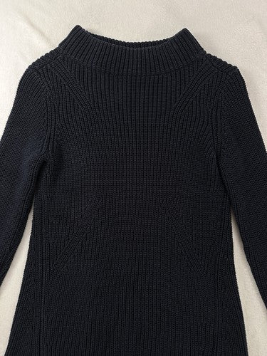 Talbots XS Sweater Navy Blue Thick Ribbed Cotton Mock Neck Womens