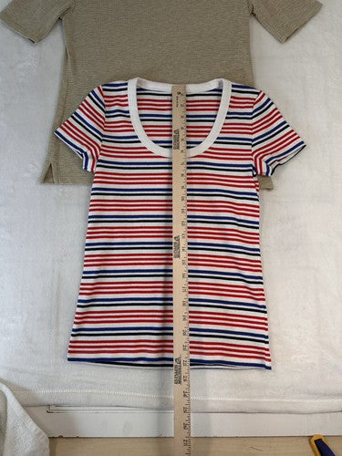 Talbots Tops P & Small Petite Lot Short Sleeve Blue Beige Red White Blue Womens