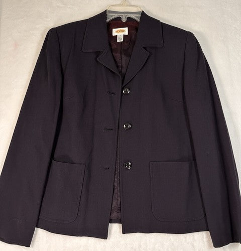 Vintage Talbots Size 4 Navy Blue Blazer Wool Blend 3 Button Lined Womens