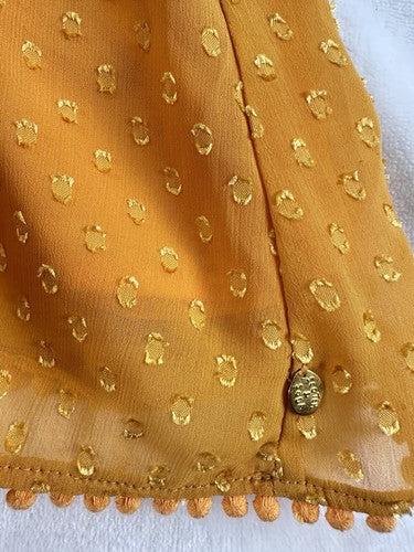 Scotch & Soda Dress Large Yellow Ruffled Swiss Dot Lined Short Womens NWT