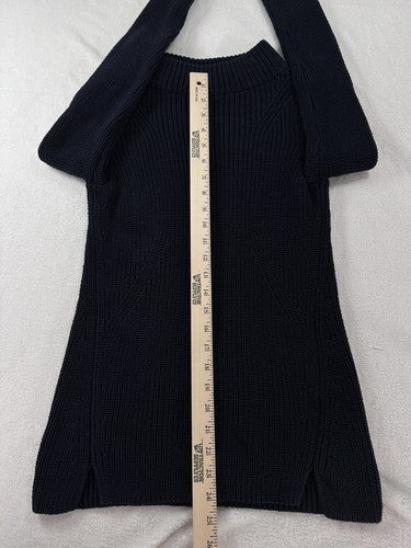Talbots XS Sweater Navy Blue Thick Ribbed Cotton Mock Neck Womens