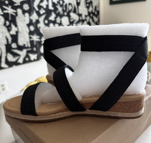 New Lucky Brand Sandals 7.5 Womens Black Espadrille Woven Shoes
