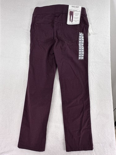 Nine West Heidi Pull On Jeans Pants Straight Leg 4 NWT Burgundy Womens