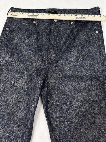 Express Jeans Size 14 Slim Super High Rise Navy Blue Metallic Blue Silver Womens