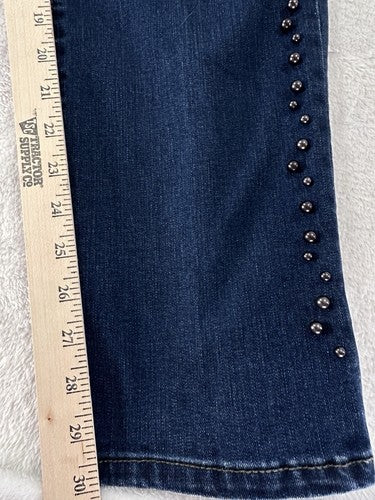 Charter Club Jeans 16 Lexington Straight Leg Faux Pearl Straight Dark Blue