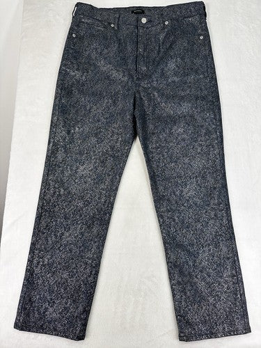 Express Jeans Size 14 Slim Super High Rise Navy Blue Metallic Blue Silver Womens