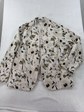 Sag Harbor Linen Blazer Size 14 Petite Tan Beige Abstract Print Womens