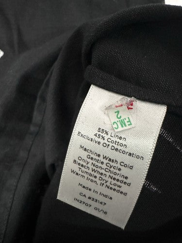 Talbots Top Size 4 Small Linen Blend Sleeveless Embroidered Black