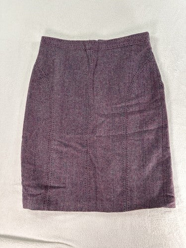 Coldwater Creek Pencil Skirt Size 8 Purple Wool Blend Tweed Knee Length Womens