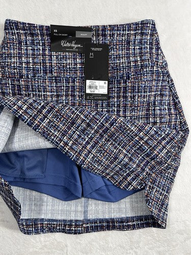 Walter Hagen 17” Golf Skort XS Pull On Sculpt Blue Tweed Print Womens NWT