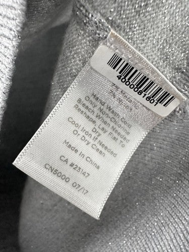 Talbots Medium Cowl Neck Sweater Turtleneck Gray Silver Metallic Top Womens